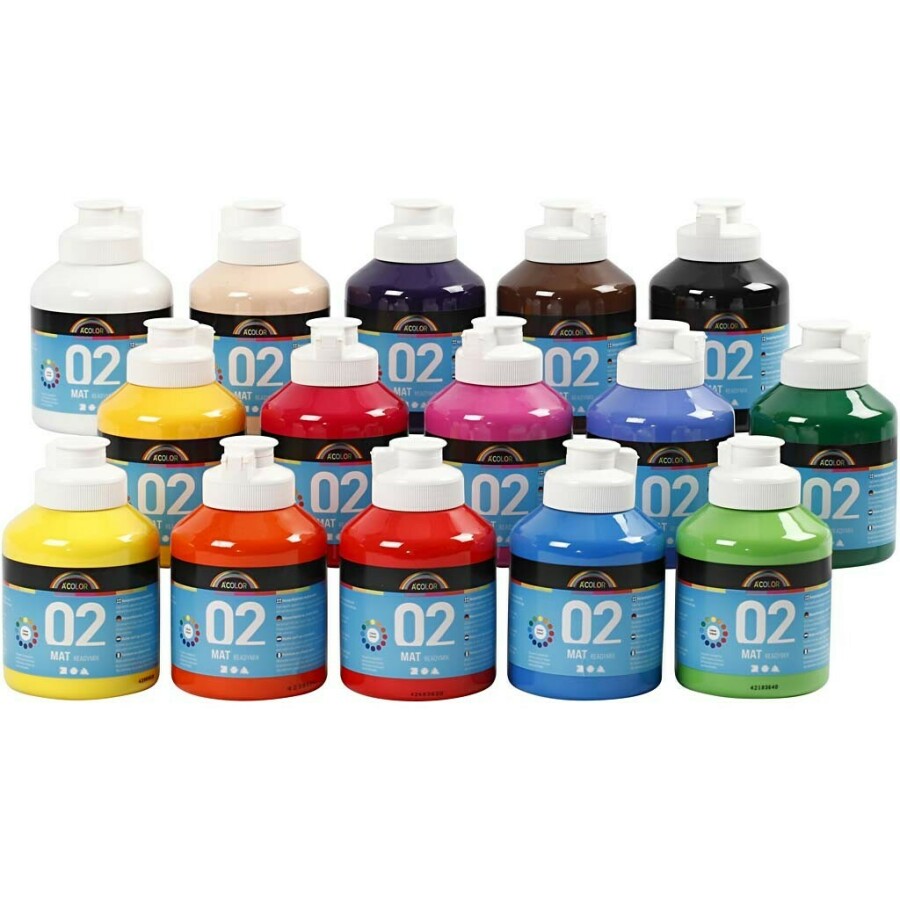 A-Color acrylverf, kleuren assorti, 02 - matt, 15x500ml