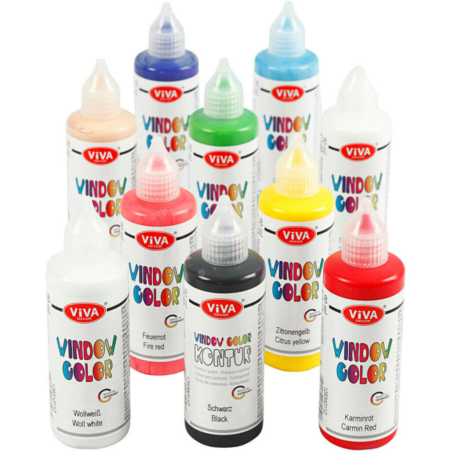 Window Color, kleuren assorti, 10x90ml